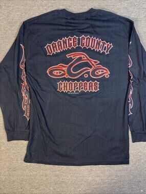 2003 Orange County Choppers Long Sleeve Flame Sleeve Shirt Large 21x32